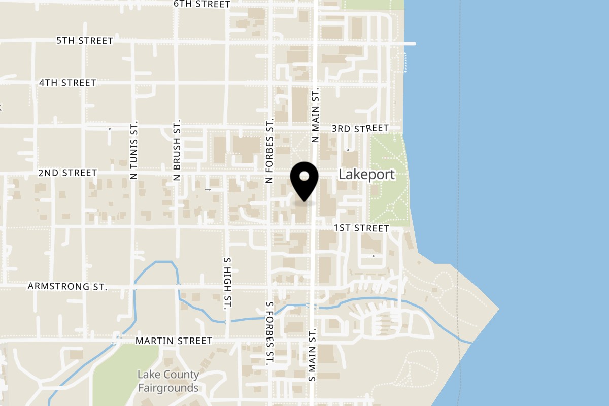 Map showing the location of Pogos Pizza on 145 N Main St in Lakeport